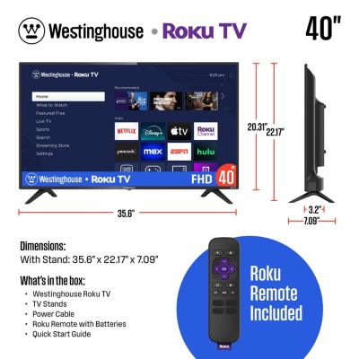 Roku TV - 40 Inch Smart, 1080P LED Full HD with Wi-Fi Connectivity and Mobile App, Flat Screen Compatible with Apple Home Kit, Alexa and Google Assistant