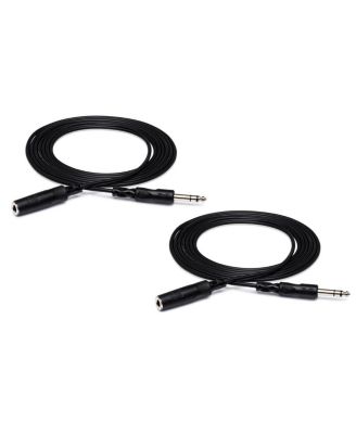 2x Stereo 1/4" Female Phone to 1/4" Male Phone TRS Headphone Extension Cable, 25'