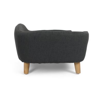 Gray Corduroy Elevated Pet Couch with Wood Legs
