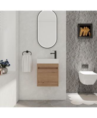 18 Inch Bathroom Vanity with White Resin Sink and Soft-Close Cabinet Door