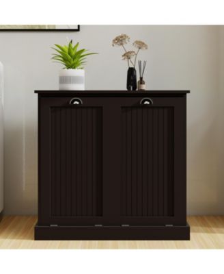 Two-Compartment Tilt-Out Laundry Sorter Cabinet with Hidden Storage