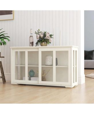 Kitchen Storage Cabinet with Glass Door for Pantry or Dining Room