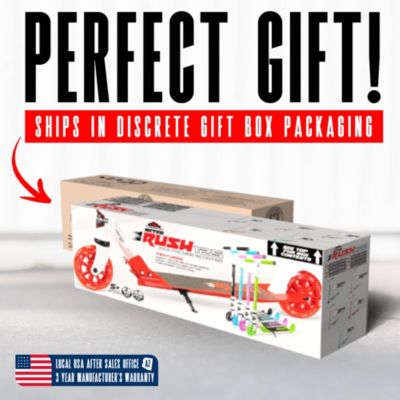 Folding Kick Scooter with Lights - Rush 125 - White Red