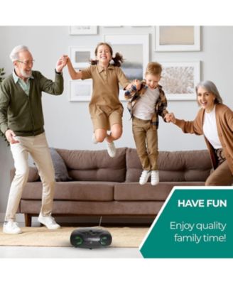 CD Player Boombox with Bluetooth, AM/FM Radio, Portable CD Players for Home, Dynamic Light Display