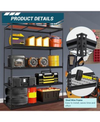 48x24x72 Inch Garage Shelving Heavy Duty, Storage Shelves 2500Lbs Capacity, Adjustable Metal Shelving Unit, 5 Tier Industrial Shelves for Basement Workshop
