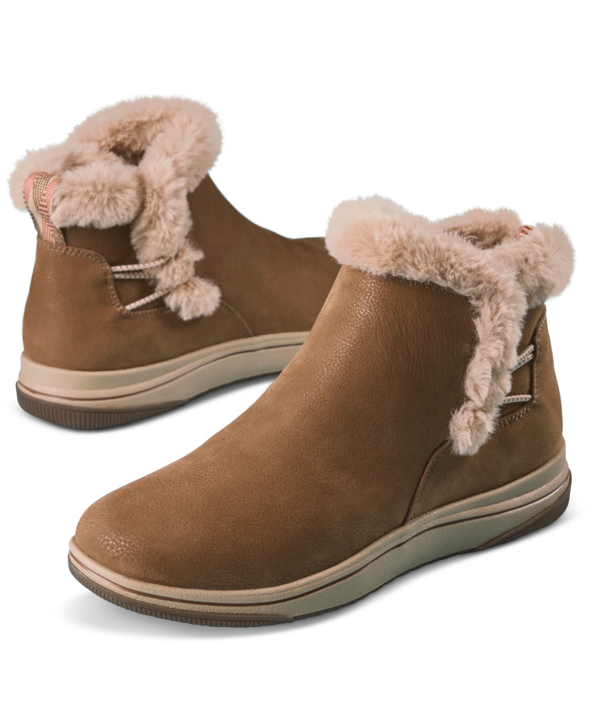 Clarks Women's Cloudsteppers Breeze Fur Wedge Ankle Boots In Brown