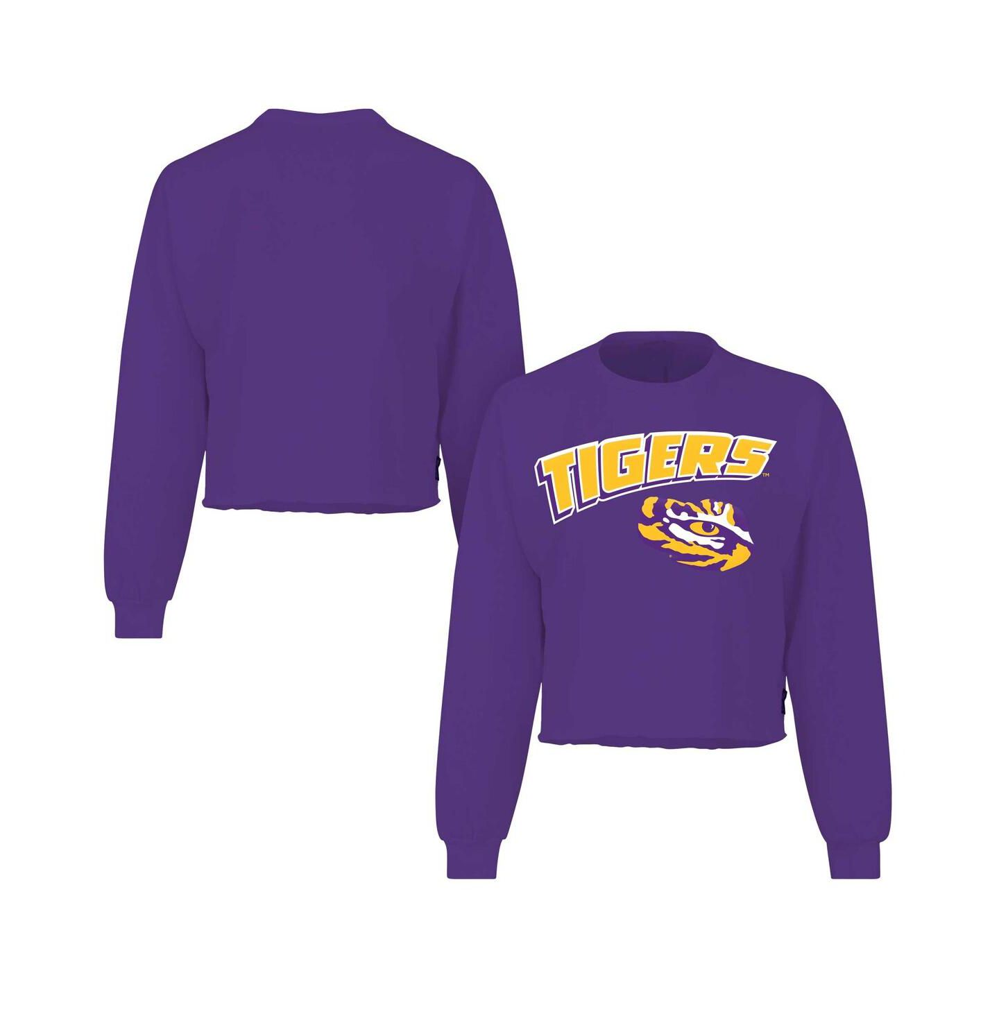 Женская футболка Spirit Jersey Purple LSU Tigers Slouchy Cropped Long Sleeve — фото 1