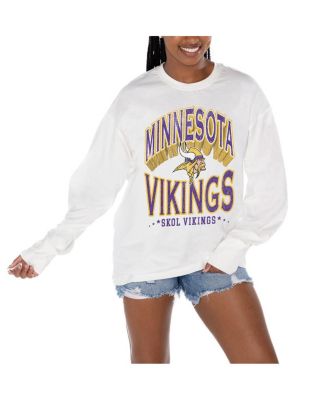 Gameday Couture - Women's White Minnesota Vikings Time Out Oversized Long Sleeve T-Shirt