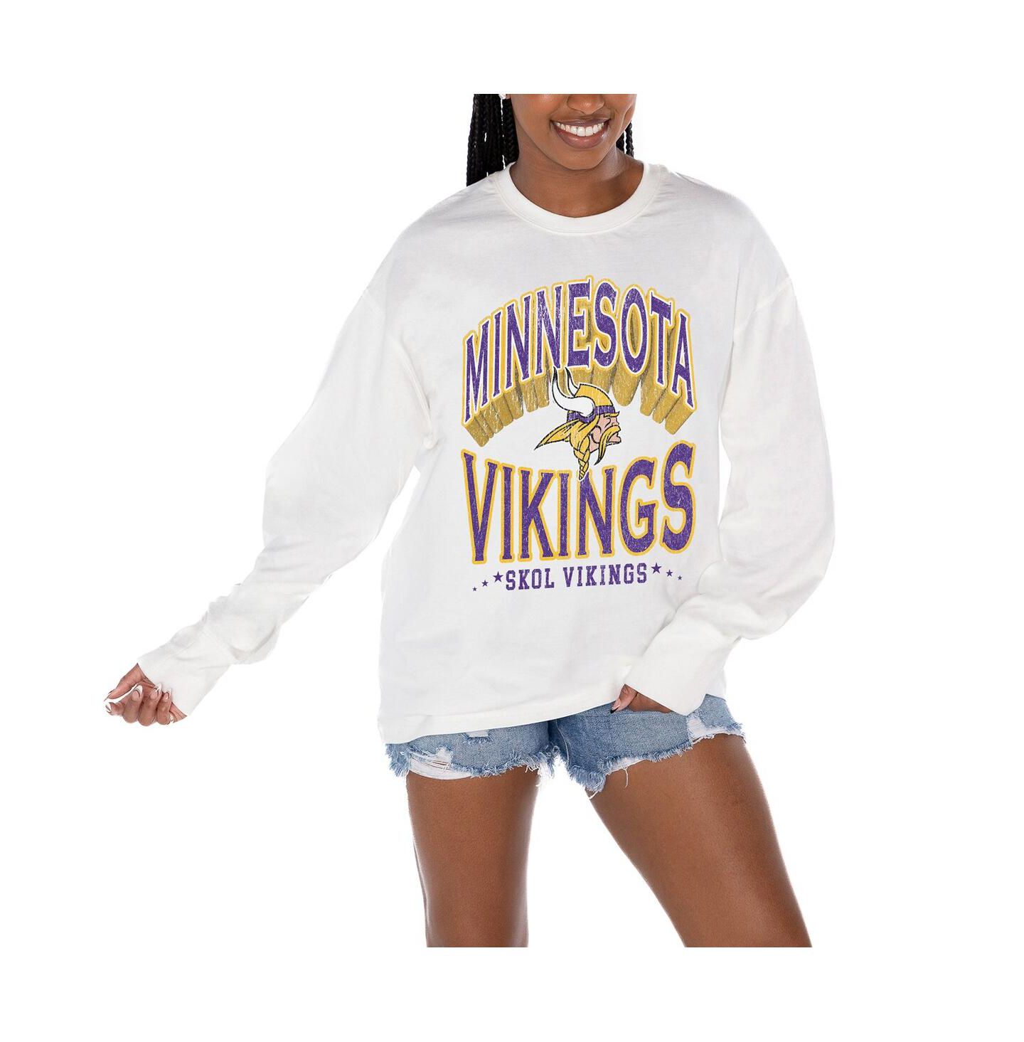 Женская футболка Gameday Couture White Minnesota Vikings Time Out Oversized Long Sleeve — фото 1