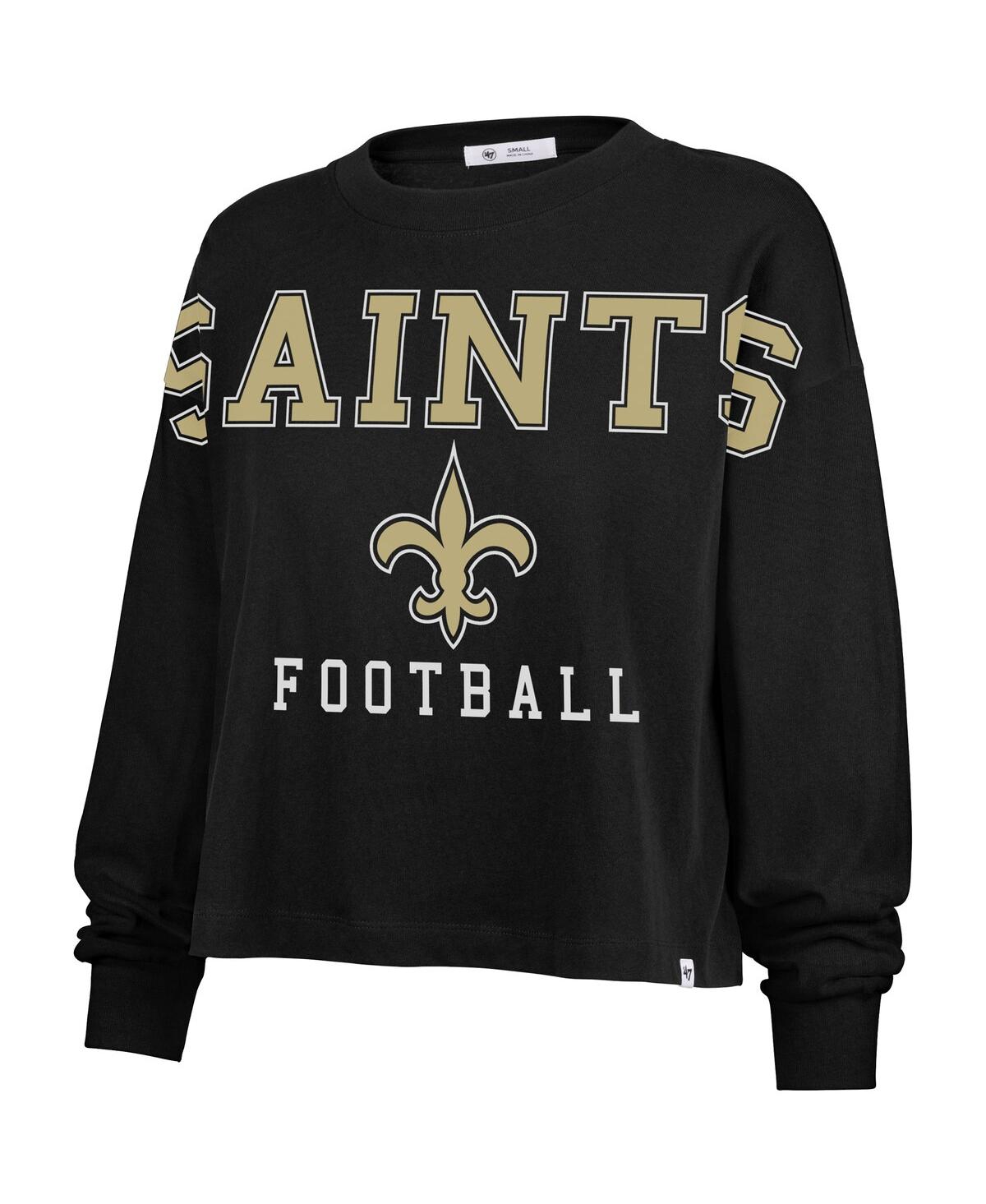 47 Brand Women's Black New Orleans Saints Outreach City Oversized Long Sleeve T-shirt In Black