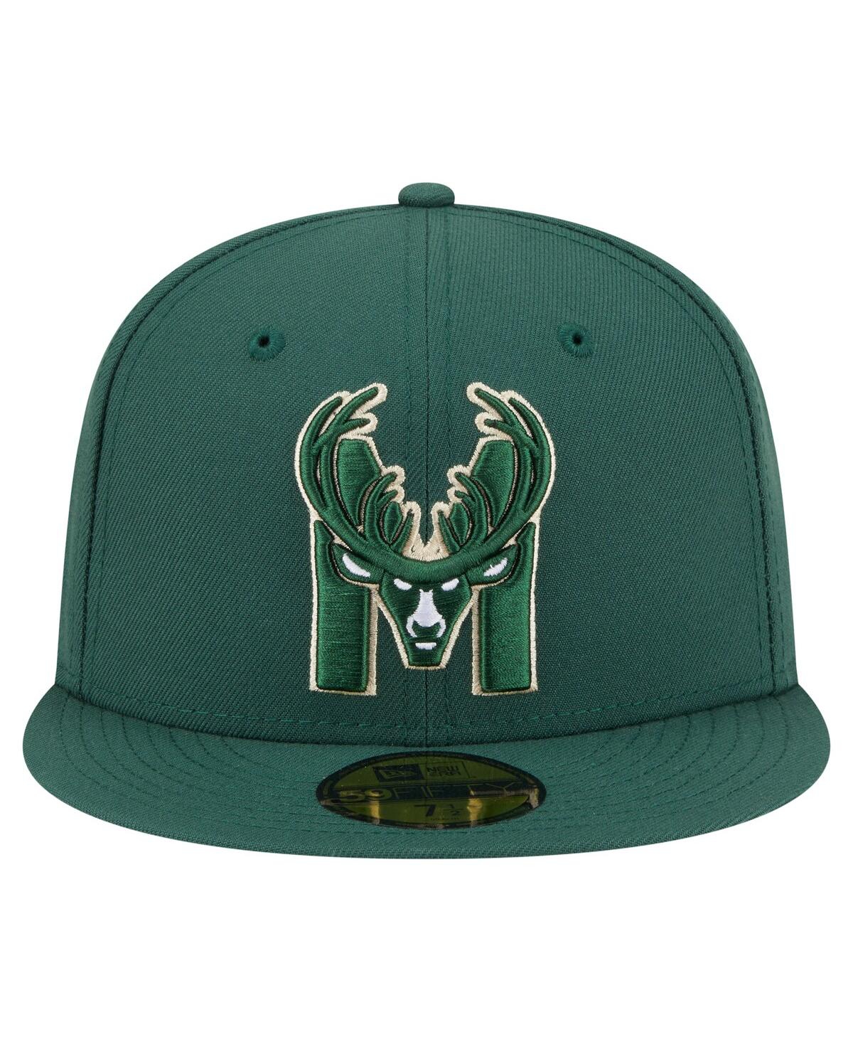 New Era Men's Hunter Green Milwaukee Bucks Deceptor 59fifty Fitted Hat In Green