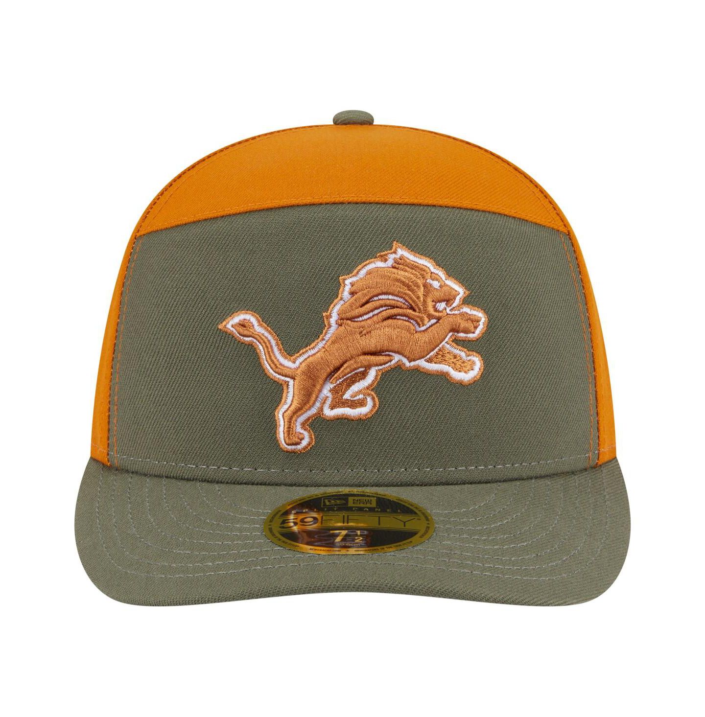 Мужские головные уборы New Era Olive/Brown Detroit Lions Two-Tone Color Pack Split Panel 59FIFTY Fitted Hat — фото 2