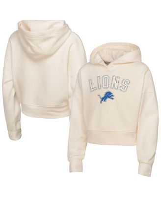 Outerstuff - Big Girls Cream Detroit Lions Oversized Cropped Blitz Hoodie