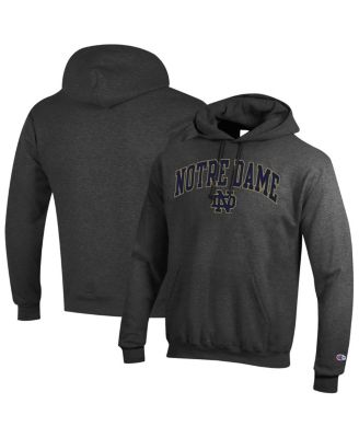 Champion - Men's Heather Charcoal Notre Dame Fighting Irish Arched Logo Fleece Pullover Hoodie