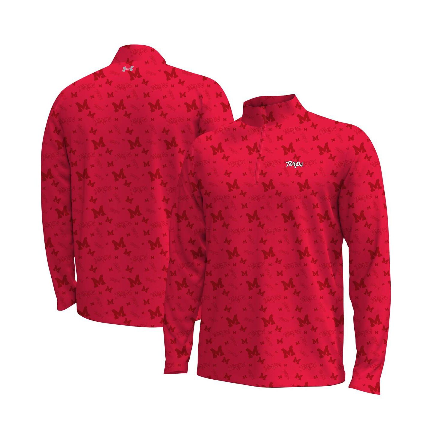 Мужская куртка Under Armour Red Maryland Terrapins Gameday ArmourFuse Half-Zip — фото 1