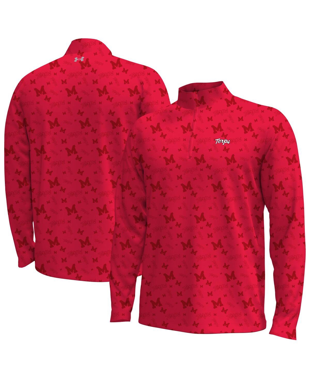 Under Armour Men's Red Maryland Terrapins Gameday Armourfuse Half-zip Jacket In Red