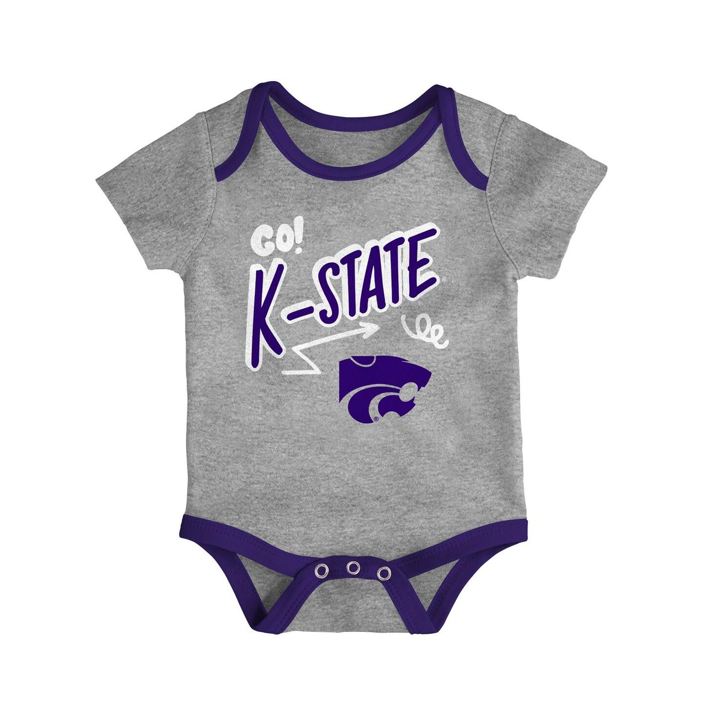 Outerstuff Baby Boys and Girls Kansas State Wildcats 3-Pack All Day Play Bodysuit Set — фото 3