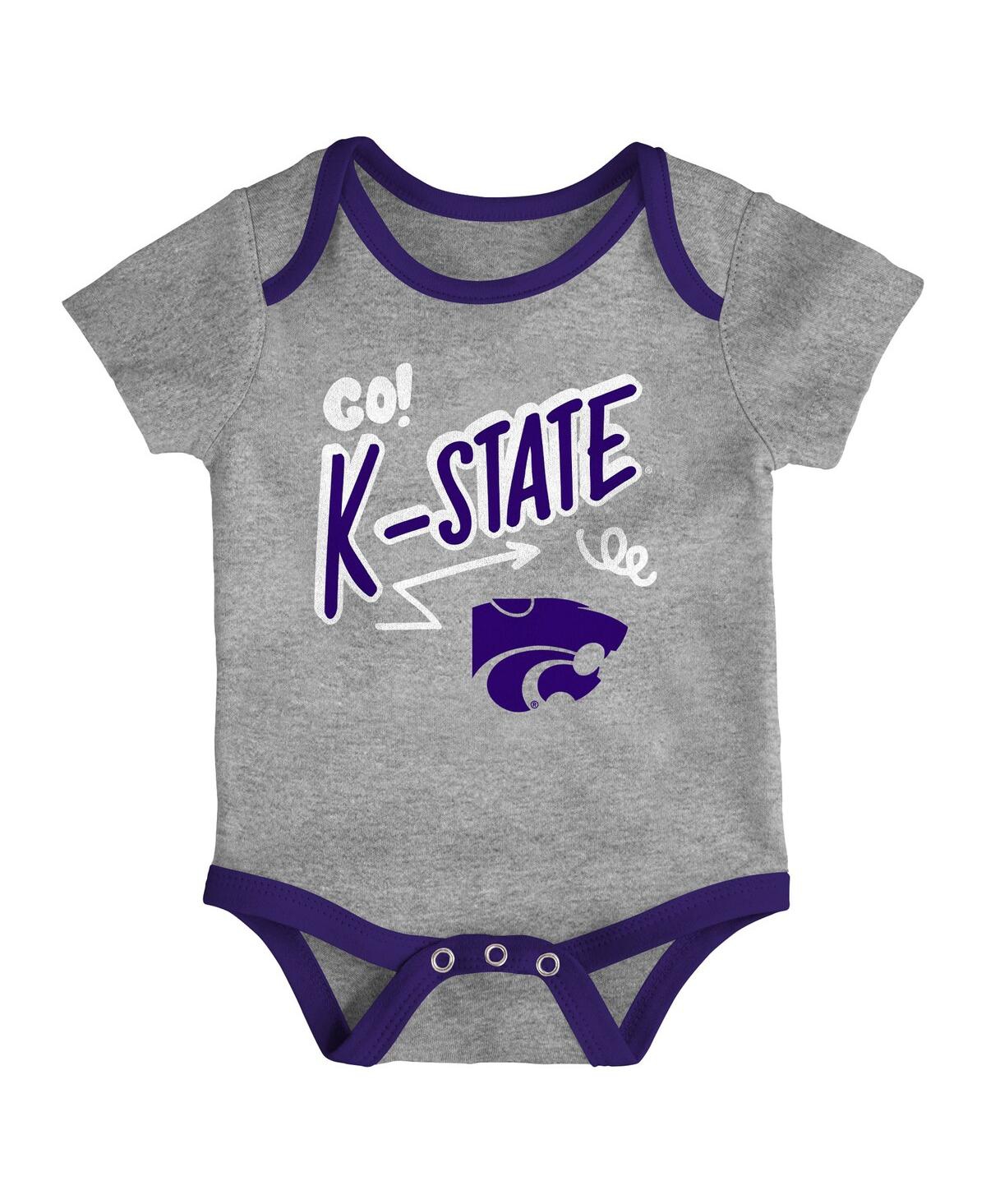 Outerstuff Baby Boys And Girls Kansas State Wildcats 3-pack All Day Play Bodysuit Set In Blue