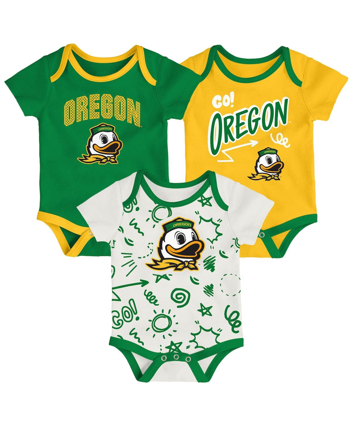Outerstuff Baby Boys And Girls 3-piece Oregon Ducks All Day Play Bodysuit Set In Multi
