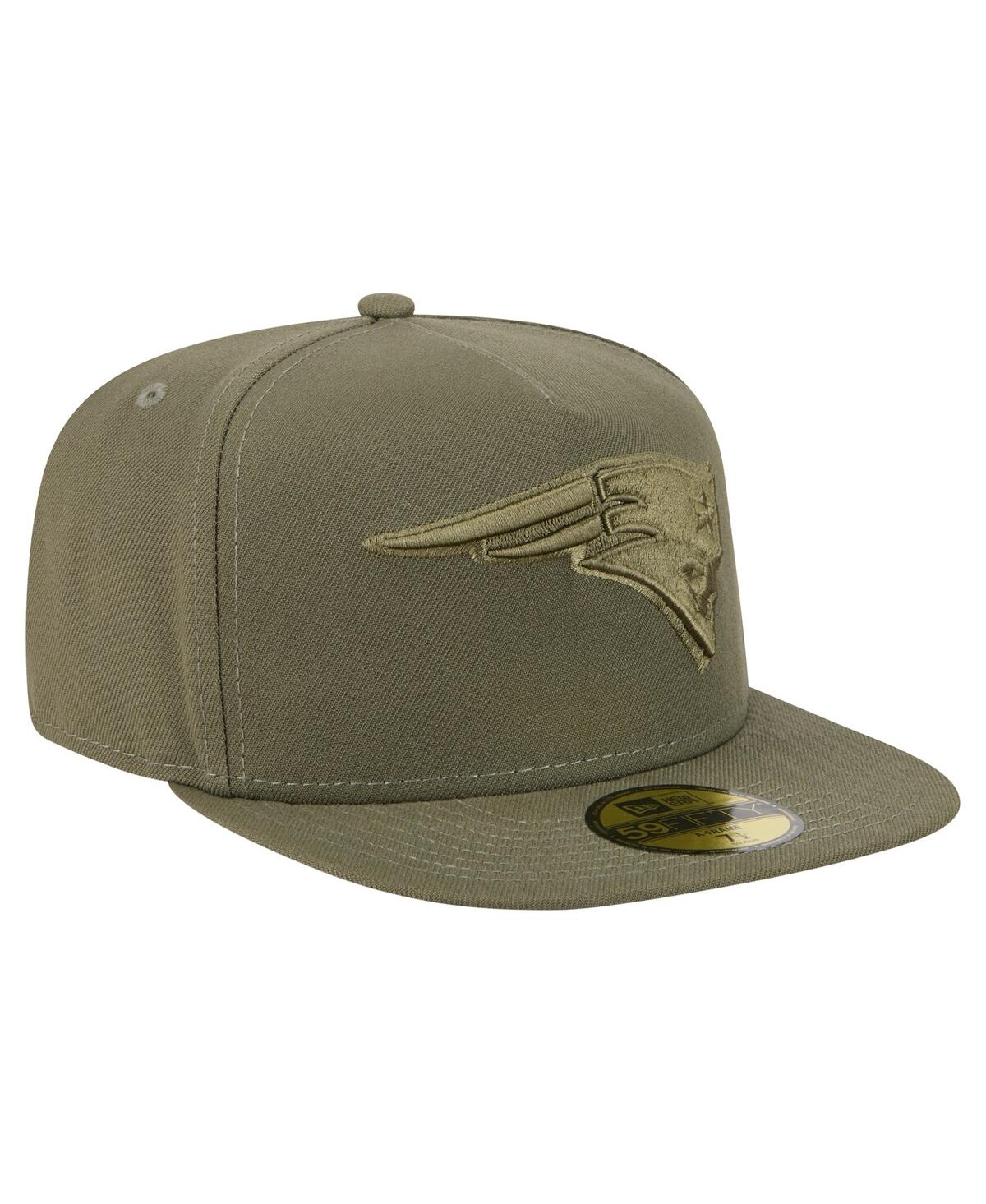 New Era Men's Olive New England Patriots Color Pack A-frame 59fifty Fitted Hat In Green