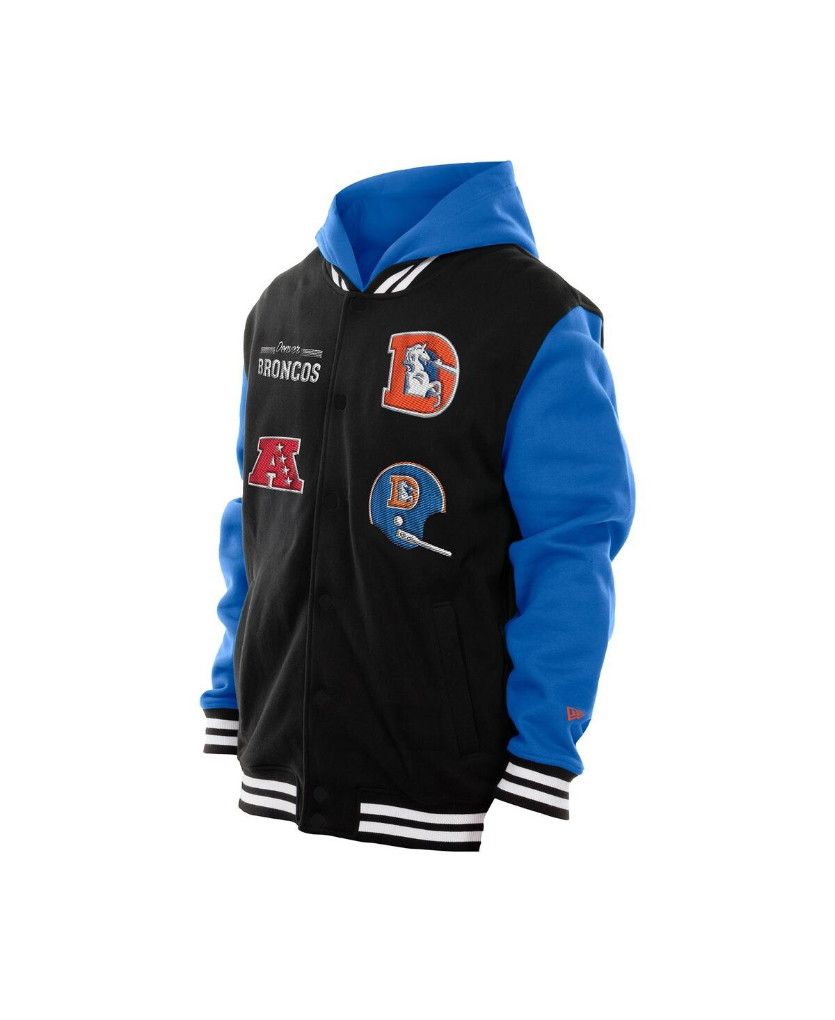 New Era Men's Black Denver Broncos Full-snap Fleece Hoodie Jacket In Black