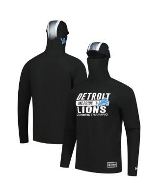 New Era - Men's Black Detroit Lions Functional Fandom Balaclava Helmet Stripe Tri-Blend Hoodie