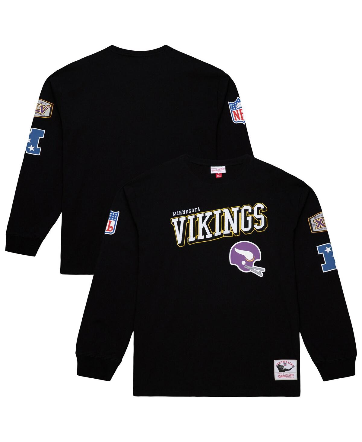 Mitchell & Ness Black Minnesota Vikings Training Camp Vintage Logos Long Sleeve T-shirt In Black