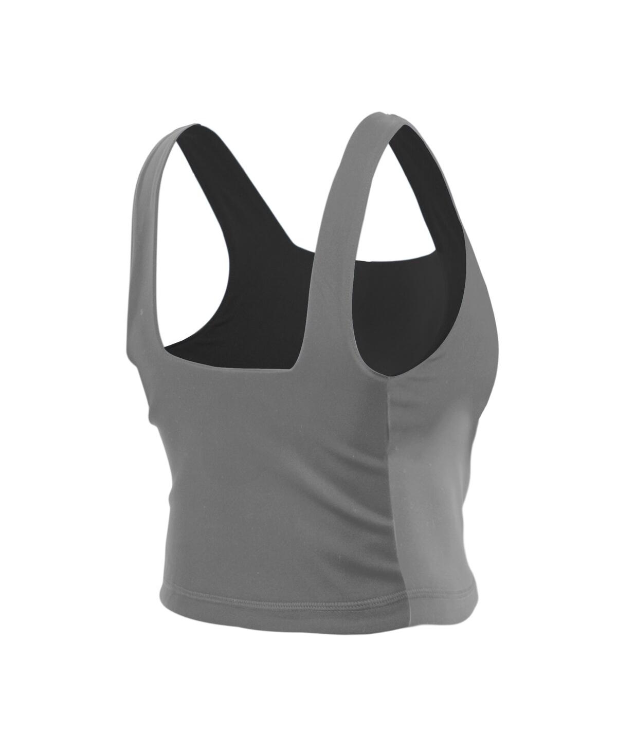New Era Women's Black/gray Las Vegas Raiders Reversible Cropped Sport Classics Tank Top In Gray