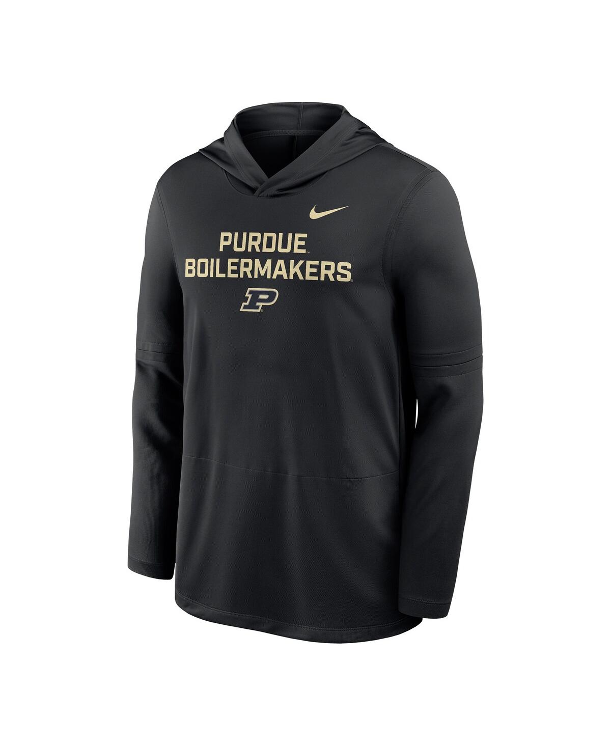 Nike Black Purdue Boilermakers 2025 Sideline Dri-fit Long Sleeve Hoodie T-shirt In Black