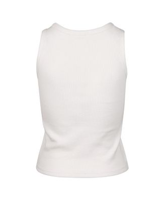 Women's Cream Michigan Wolverines Micro Logo Ribbed Cropped Tank Top