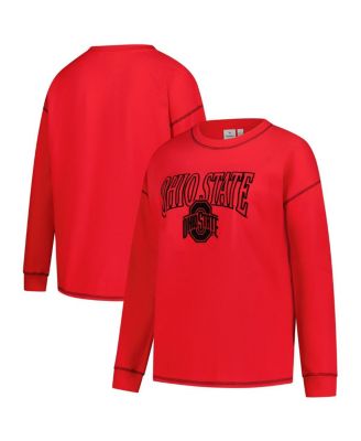 Fanatics - Women's Scarlet Ohio State Buckeyes Plus Size Contrast Stitch Sweatshirt