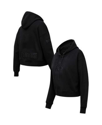 Pro Standard - Women's Boston Red Sox Triple Black Cropped Pullover Hoodie