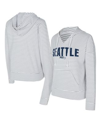 Concepts Sport - Women's White/Gray Seattle Seahawks Liftoff Striped V-neck Hoodie