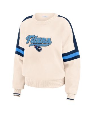 Women's Cream Tennessee Titans Stripe Pullover Sweater