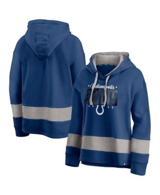 Fanatics - Women's Royal/Gray Indianapolis Colts Huddle Up Fundamental Fleece Color Block Pullover Hoodie