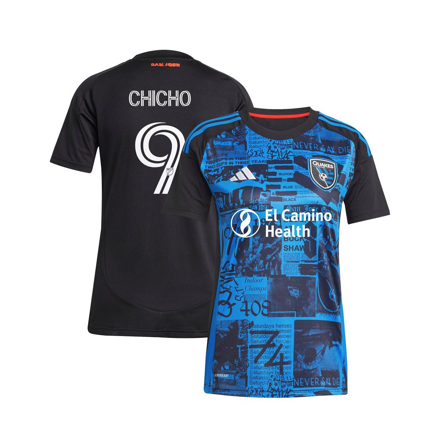 Женский топ adidas Cristian Arango Black San Jose Earthquakes 2025 Headliner Replica Player Jersey — фото 1