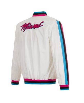 Men's&nbsp;White Miami Heat 2024/25 City Edition Full-Zip Nylon Bomber Jacket