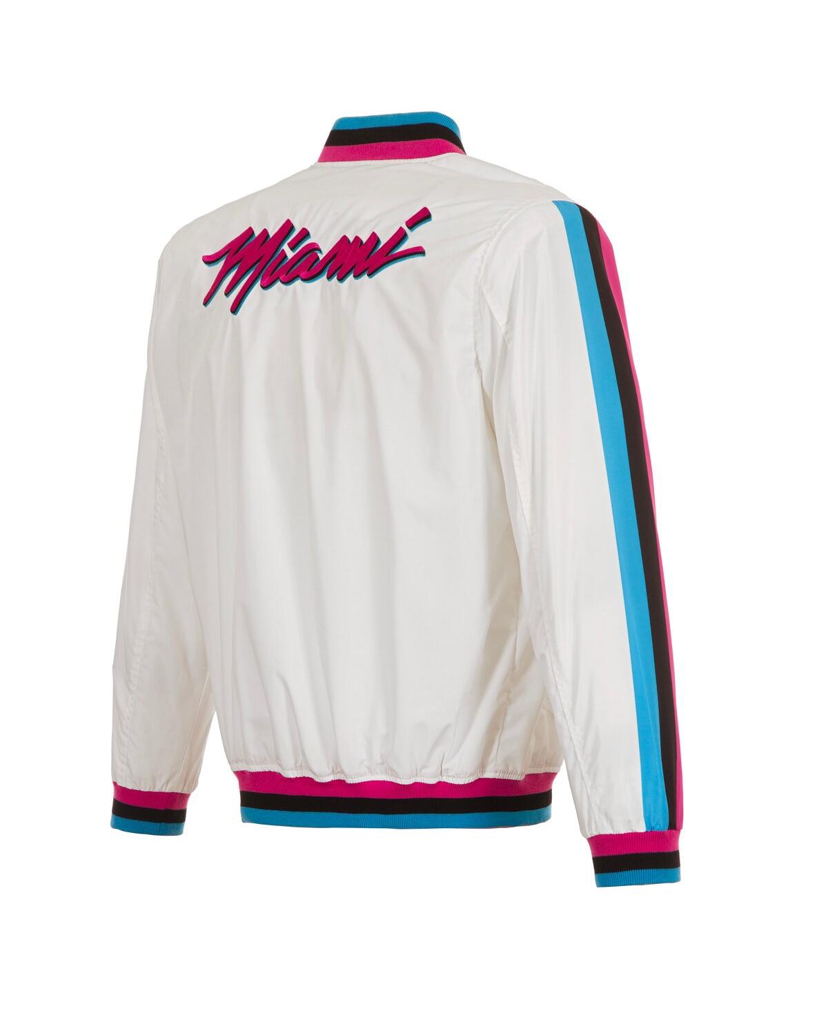 Jh Design Men'sâ White Miami Heat 2024/25 City Edition Full-zip Nylon Bomber Jacket In White