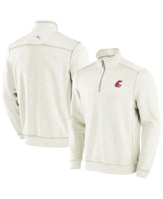 Tommy Bahama - Men's Cream Washington State Cougars Tobago Bay Half-Zip Tri-Blend Sweatshirt