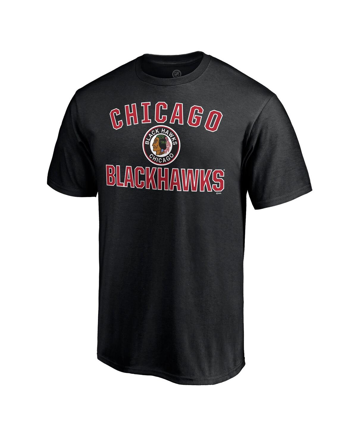 Fanatics Mto Label Men's Black Chicago Blackhawks Special Edition Victory Arch T-shirt In Brown