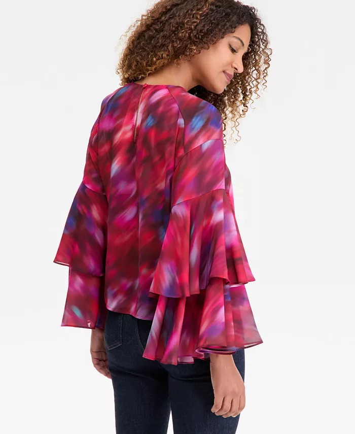 Women's Printed Ruffled Top - thumbnail 2