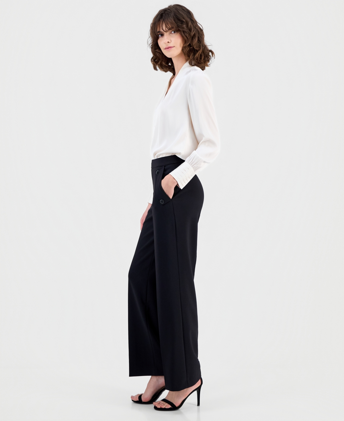 Anne Klein Women's High Rise Wide-leg Pants In Black