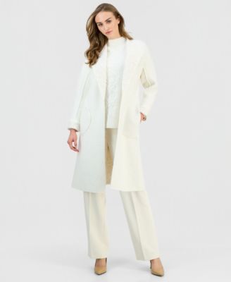 Petite Shawl-Collar Kissing-Front Long Cardigan