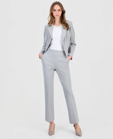 Petite High-Rise Pull-On Bootcut Pants - Lt Heather Grey