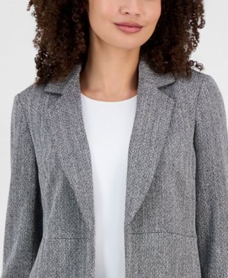 Women's Herringbone Open-Front Blazer