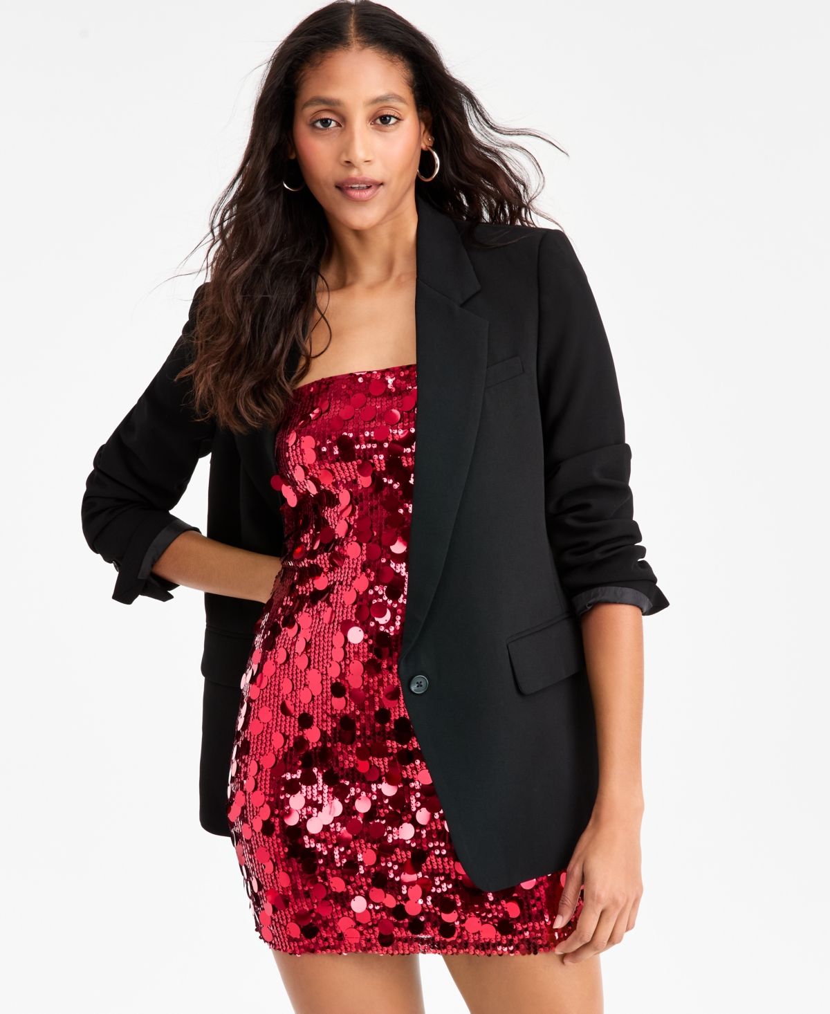 Bar Iii Women's Sequin & Paillette Strapless Mini Dress, Macy's Exclusive In Red