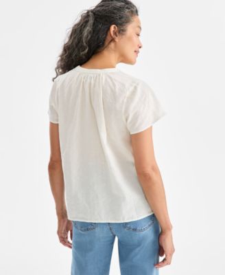 Women's Button-Front Flutter-Sleeve Top, Macy's Exclusive