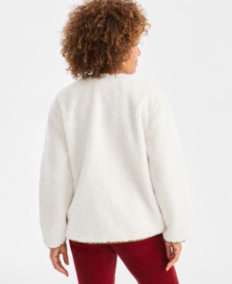 Women's Sherpa Jacket with Corduroy Trim, Macy's Exclusive