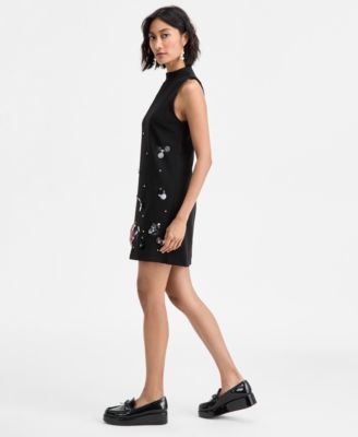Women's Paillette Embellished Mock Neck Shift Dress, Macy's Exclusive