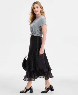 Women's Tiered Flounce Midi Skirt, Macy's Exclusive